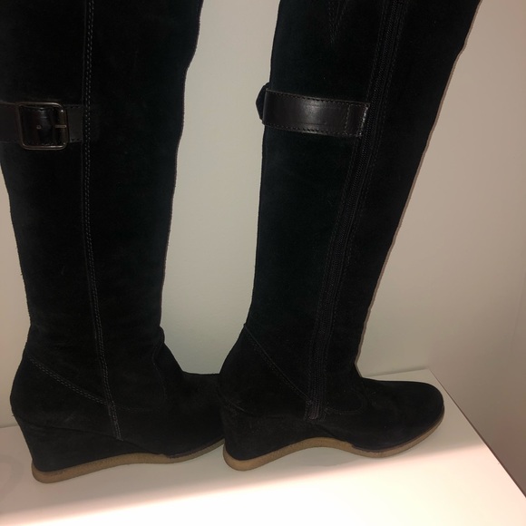 Aldo black suede wedge knee-high boots - Picture 5 of 10